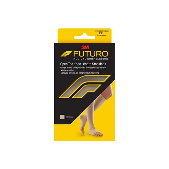 FUTURO Open Toe Knee Highs, Unisex, Medium, Firm Compression Stockings
