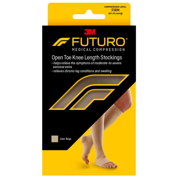 FUTURO Open Toe Knee Highs, Unisex, Small, Firm Compression Stockings