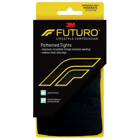 FUTURO Pattern Tights, Unisex, Large, Moderate Compression, Black