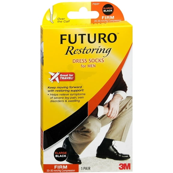 FUTURO Restoring Dress Socks For Men Firm XLarge Black 1 Pair