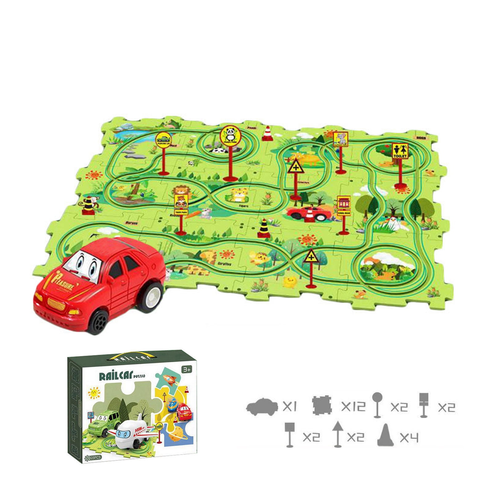 FUUY Puzzle Racer Car Track Puzzle Track Car Play Set DIY Puzzle Tracks