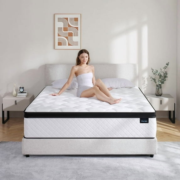 Fuxilai Full Size Mattress, 12 Inch Hybrid Memory Foam Full Mattress in a Box, Pressure Relief, Medium Firm, CertiPUR-US