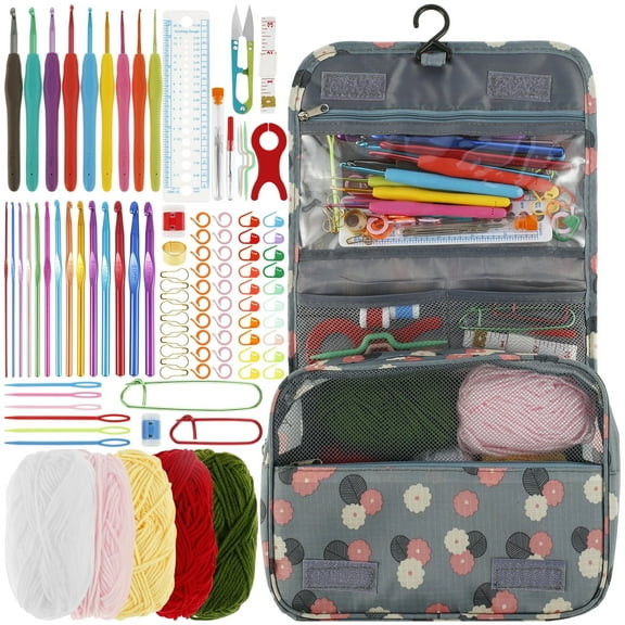 Tzdxfgl 107Pcs Crochet Kit Portable Crochet Hook Set Colorful Crochet Starter Kit Complete Crochet Accessories Set