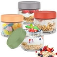 thumbnail image 1 of FUYGRCJ 10oz Overnight Oats Container, 4PCS Overnight Oats Jar with Sealed Lids, 300ml Clear Glass Fruit Yogurt Storage Containers, Airtight Seasoning Storage Jar, 1 of 10