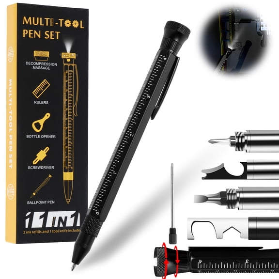 FUYGRCJ 12 in 1 Multifunctional Pen Multi Tool Pen Set Dad Gifts from Daughter Son Birthday Gifts for Men Tactical Pen Multi Tool with LED Creative Men Gifts for Dad Husband Grandpa