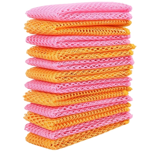 FUYGRCJ 12PCS Mesh Dish Scrubber Cloth, 11.8 by 11.8 inches Dish Washing Net Cloths, No Odor Quick Dry Polyester Scouring Pads, Ultra Non-Scratch Dish Rags, Mesh Net for Washing Dishes