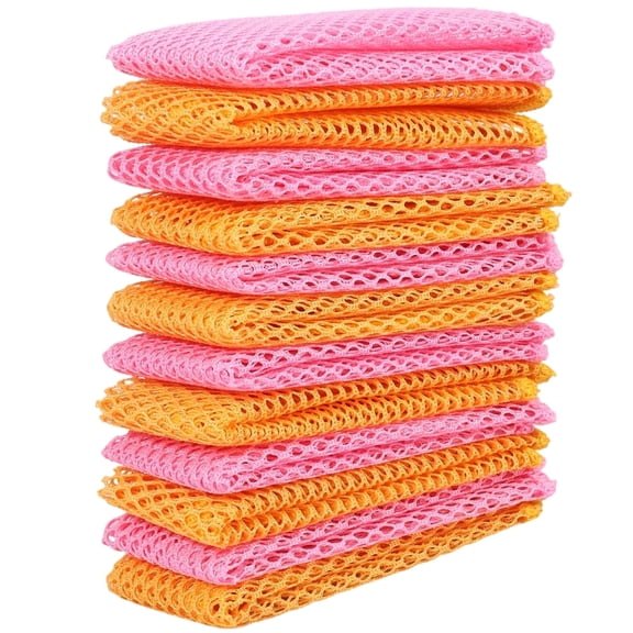 FUYGRCJ 12PCS Mesh Dish Scrubber Cloth, 11.8 by 11.8 inches Dish Washing Net Cloths, No Odor Quick Dry Polyester Scouring Pads, Ultra Non-Scratch Dish Rags, Mesh Net for Washing Dishes