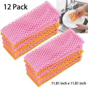 12 Pack Mesh Dish Scrubber, No Odor Quick Dry Dish Washing Net, 11 x 11 Inch Non Scratch Scouring Pads, Reusable Mesh Scrub Cloth for Cookware