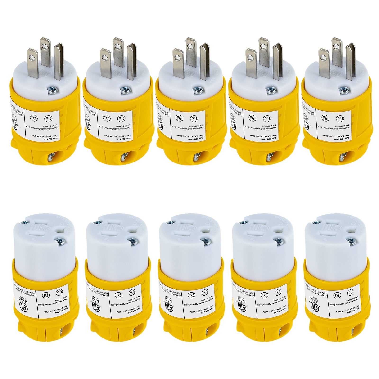FUYGRCJ 15A 125V Blade Plug Grounding Easy to Use Installation Compatible with SJEOOW SJEOO SJT Insulated Housing Suitable for Generator Water Pumps
