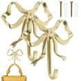 thumbnail image 1 of FUYGRCJ 2 Pcs Bow Hook Bowknot Wall Hook Brass Bow Wall Hook Wall Mounted Golden Key Hook Decorative Hanging Metal Hook 9.2x9x2cm Large Single Hook for Hat Towel Home Bedroom, 1 of 10