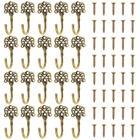 FUYGRCJ 20PCS Vintage Metal Wall Hooks Kit, Versatile Bohemian Decorative Hooks Set, Exquisite Metal Wall Hook Hangers Kit for Entryway