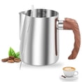 thumbnail image 1 of FUYGRCJ 20oz/600ml Milk Frothing Pitcher, 304 Stainless Steel Barista Espresso Steaming Pitcher with Ergonomic Handle and Measurement Scale for Latte Art with Coffee Art Pen, 1 of 12