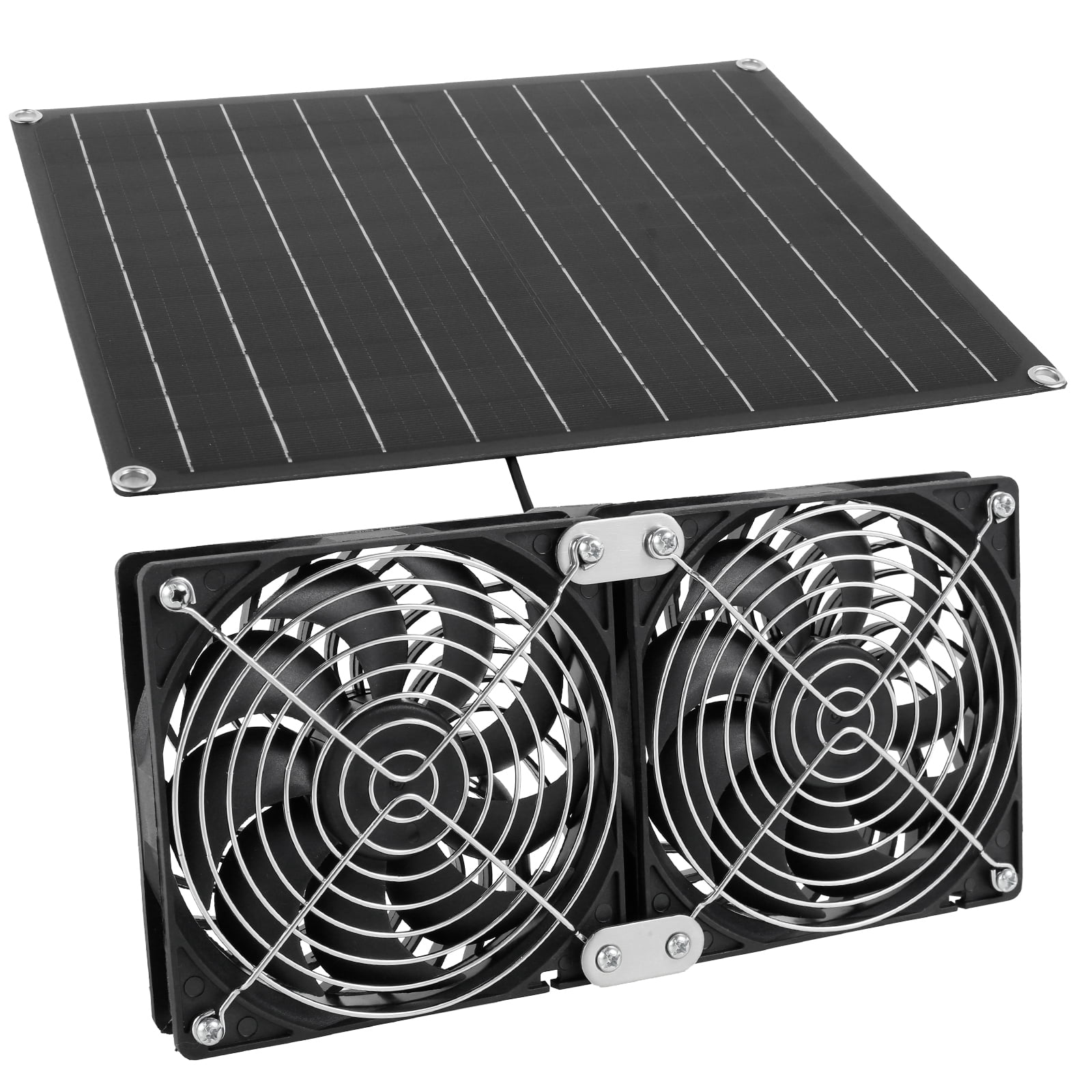 FUYGRCJ 25W 12V Solar Powered Fan with Two IPX7 Waterproof Fans Solar Powered Fan for Chicken Coop