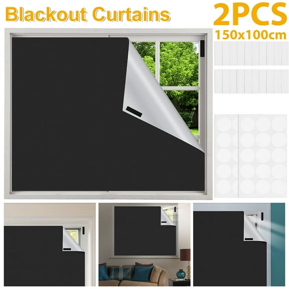 FUYGRCJ 2PCS 59" x 39" Blackout Window Curtain Shades, Travel Blackout Curtains Set, Blackout Window Covers, Temporary Blackout Blinds for for Bedroom Living Room
