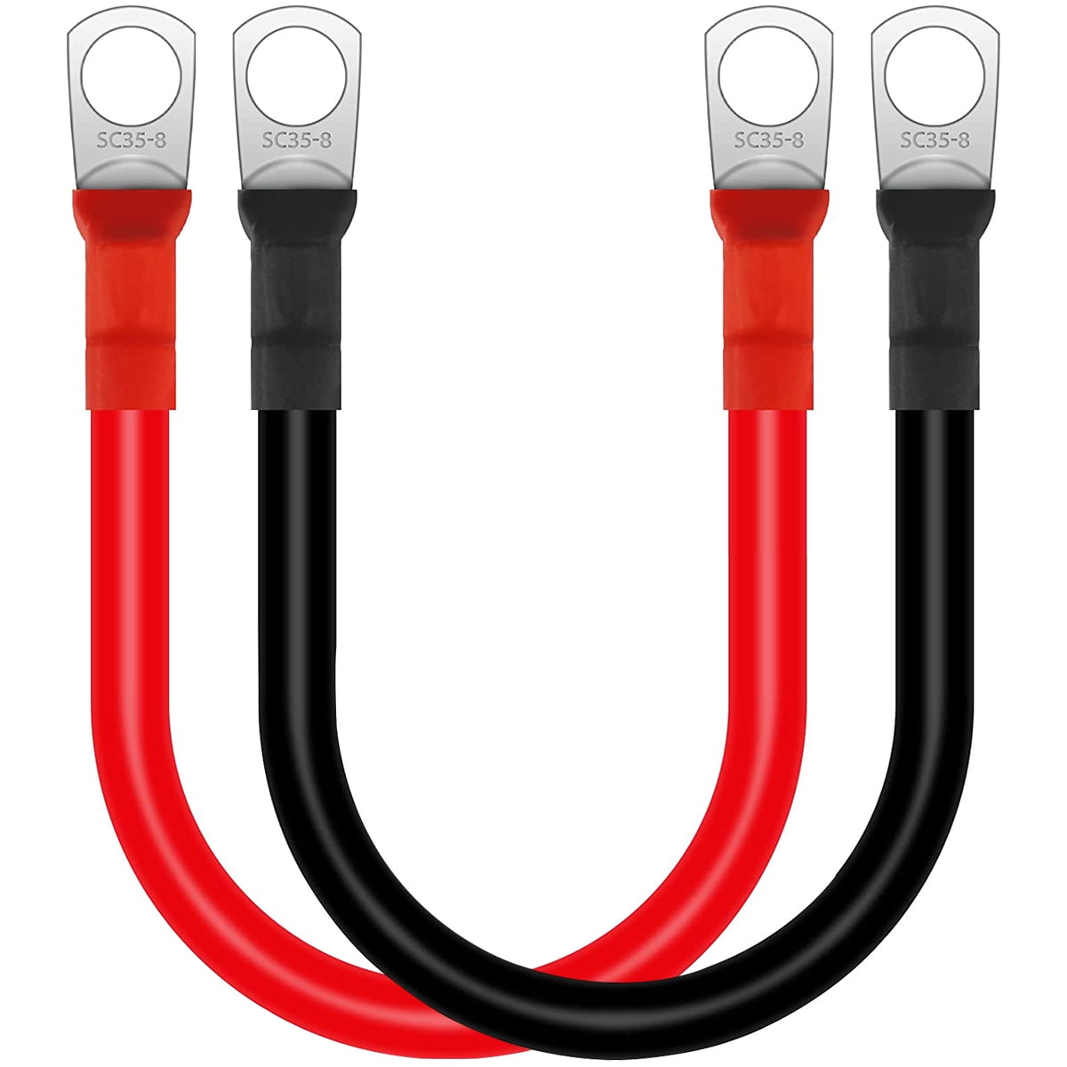 FUYGRCJ 2Pcs Battery Inverter Cable 30cm 12V 2AWG Copper Auto Battery Cable Waterproof Flexible Red