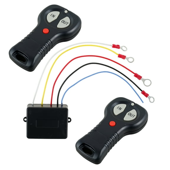 FUYGRCJ 2Pcs Wireless Winch Remote Control Kit 12V Universal Car Wireless Winch Remote Controller Heavy Duty Wireless Winch Controller Kit Remote Range 150 Feet for ATV UTV SUV