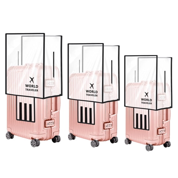 FUYGRCJ 3 Pieces Luggage Cover Protectors, Thicken PVC Suitcase Cover Set, Full Clear Suitcase Cover for 20 24 28 inch Wheeled Luggage, Waterproof Suitcase Protective Covers for Travelling