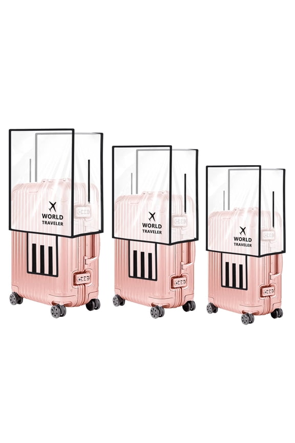 3 Pieces Luggage Cover Protectors, Thicken PVC Suitcase Cover Set, Full Clear Suitcase Cover for 20 24 28 inch Wheeled Luggage, Waterproof Suitcase Protective Covers for Travelling