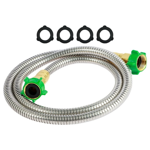 FUYGRCJ 3FT Garden Hose US 304 Stainless Steel Garden Leader Hose with Female to Female Connector Leakproof Outdoor Flexible Water Hose 435PSI Max for Cleaning Pet Car Wall