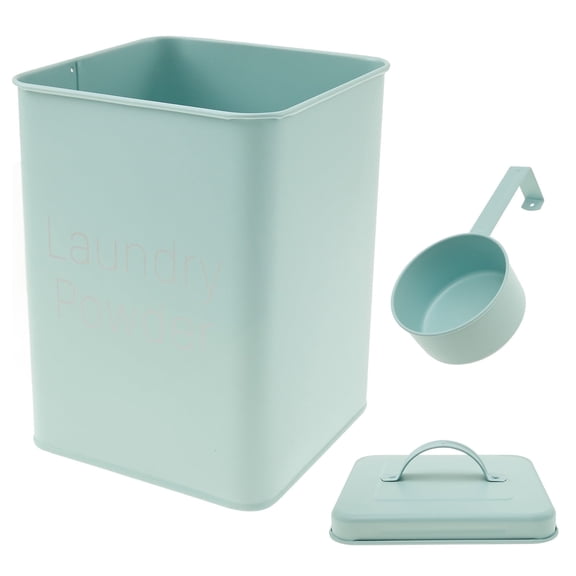 FUYGRCJ Metal Laundry Detergent Container with Scoop, 3L Laundry Powder Dispenser and Pods Holder for Laundry Room Organization, Modern Farmhouse Decor