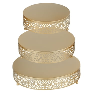 FUYGRCJ 3PCS Cake Stand Set Metal Cake Stand Round Cupcake Stand Reusable Cake Riser Decorative Dessert Stand Elegant Cupcake Display Stand for Dessert Table Gold