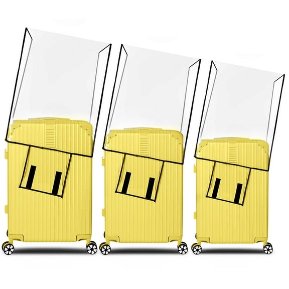 FUYGRCJ 3PCS Clear Luggage Protector Covers, 20/24/28inch PVC Waterproof Suitcase Cover Protectors, 3 Sizes Clear Luggage Cover Protector for Most Luggage