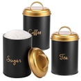 thumbnail image 1 of FUYGRCJ 3PCS Kitchen Canisters with Airtight Lid, Metal Coffee Sugar Tea Canisters Set, Airtight Metal Canister Tin Set, Food Storage Containers Jars, Rustic Kitchen Decor Containers for Countertop, 1 of 10
