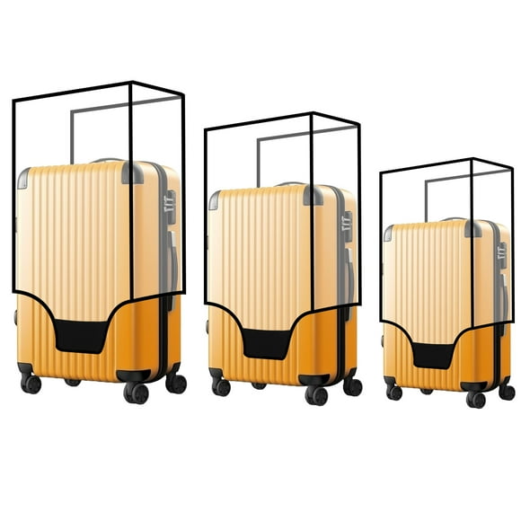 FUYGRCJ 3PCS Luggage Covers, 3 Sizes Clear Luggage Protector Cover, 20+24+28 inch Reusable Suitcase Dust Cover, Waterproof PVC Suitcase Cover Dustproof for Luggage Travelling
