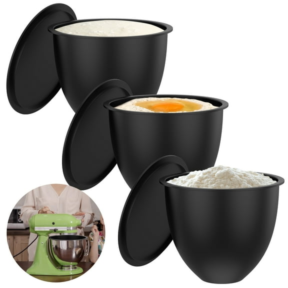 FUYGRCJ 3PCS Mixer Silicone Bowl Liner, 5 Qt Mixers Reusable Silicone Mixer Bowl Liners with Pouring Mouth and Safety Lid for 5 Qt Kitchen Baking and Cooking