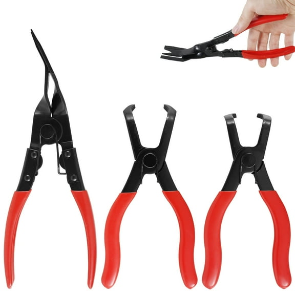FUYGRCJ 3Pcs Body Clip Pliers Set 30 Degree and 80 Degree Push Pin Pliers V Shaped Panel Clip Removal Pliers Rustproof Steel Automobile Upholstery Trim Clip Removal Tool for Removing Fasteners