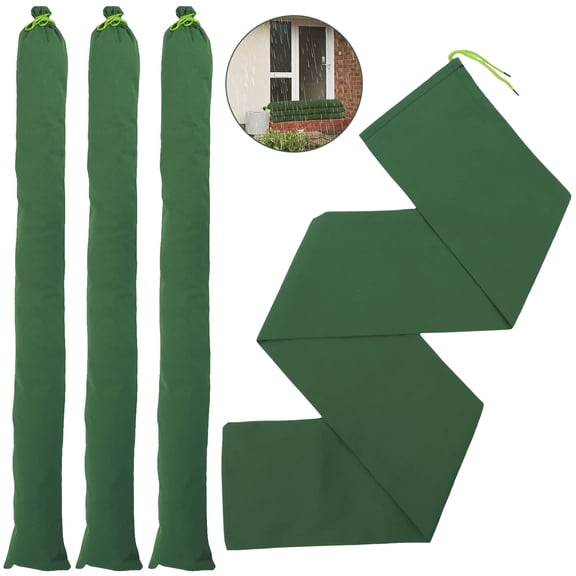 FUYGRCJ 4 Pack Long Sand Bags for Flooding, 4Ft x 7.5 inch Thickened Canvas Flood Barrier Tube with Elastic Band, Reusable Water Barrier for Garage Door, Window & Basement