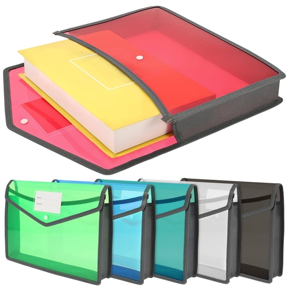 FUYGRCJ 6 Pack Plastic Expanding File Folder, Colorful File Organizer Holder, Expandable Folder for Document with Snap Closure, Large Capacity Transparent Accordion File Pouch Fits Letter/A4 Size
