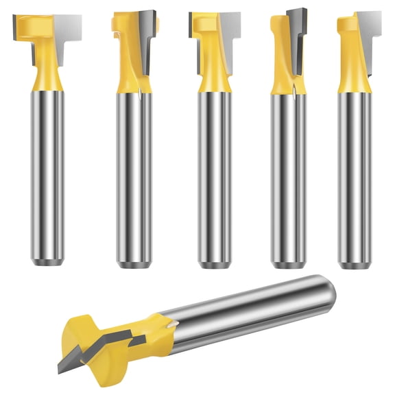 FUYGRCJ 6PCS Tungsten Steel Wood Router Bit, Accurate Milling Cutter Set, Efficient Groove Cutter Set Dual Slot Milling Router Tool for DIY