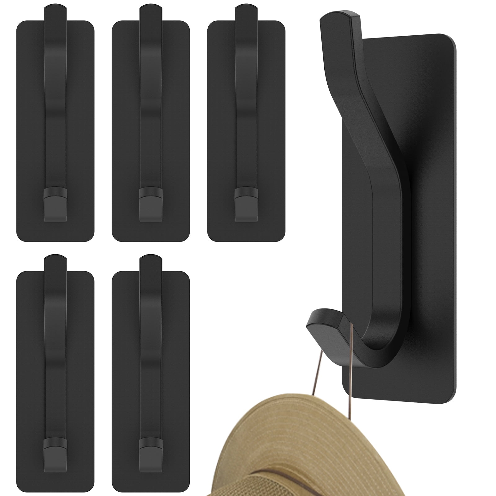 2PCS Self-Adhesive Towel Holder, Adhesive Round Wall Mounted Push In