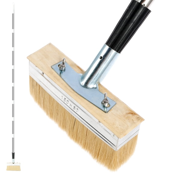 FUYGRCJ 7 Inch Deck Paint Brush, Deck Stain Brushes with 67inch Long Handle, Stainless Steel Extension Pole Deck Stain Applicator Tool for Wood Decking, Fence and Patio Staining