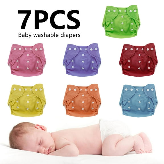 FUYGRCJ 7PCS Baby Diapers Reusable Nappy Cover Pants Breathable Anti Side Leakage Diaper Pants Newborn Pocket Diapers