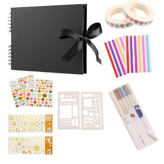 FUYGRCJ 80 Pages Scrapbook Photo Album DIY Handmade Photo Albums Scrapbooking Souvenir Album Kit Gifts for Wedding Anniversary Travel Festival Graduation