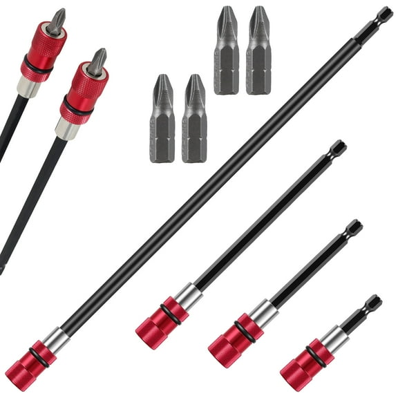 FUYGRCJ 8PCS Drill Bit Extension Set Chrome Vanadium Steel 1/4inch Hex Shank Screwdriver Bit Holder with Bit Magnetic Drill Bit Extender Adapter Quick Release Screwdriver Bit Extender