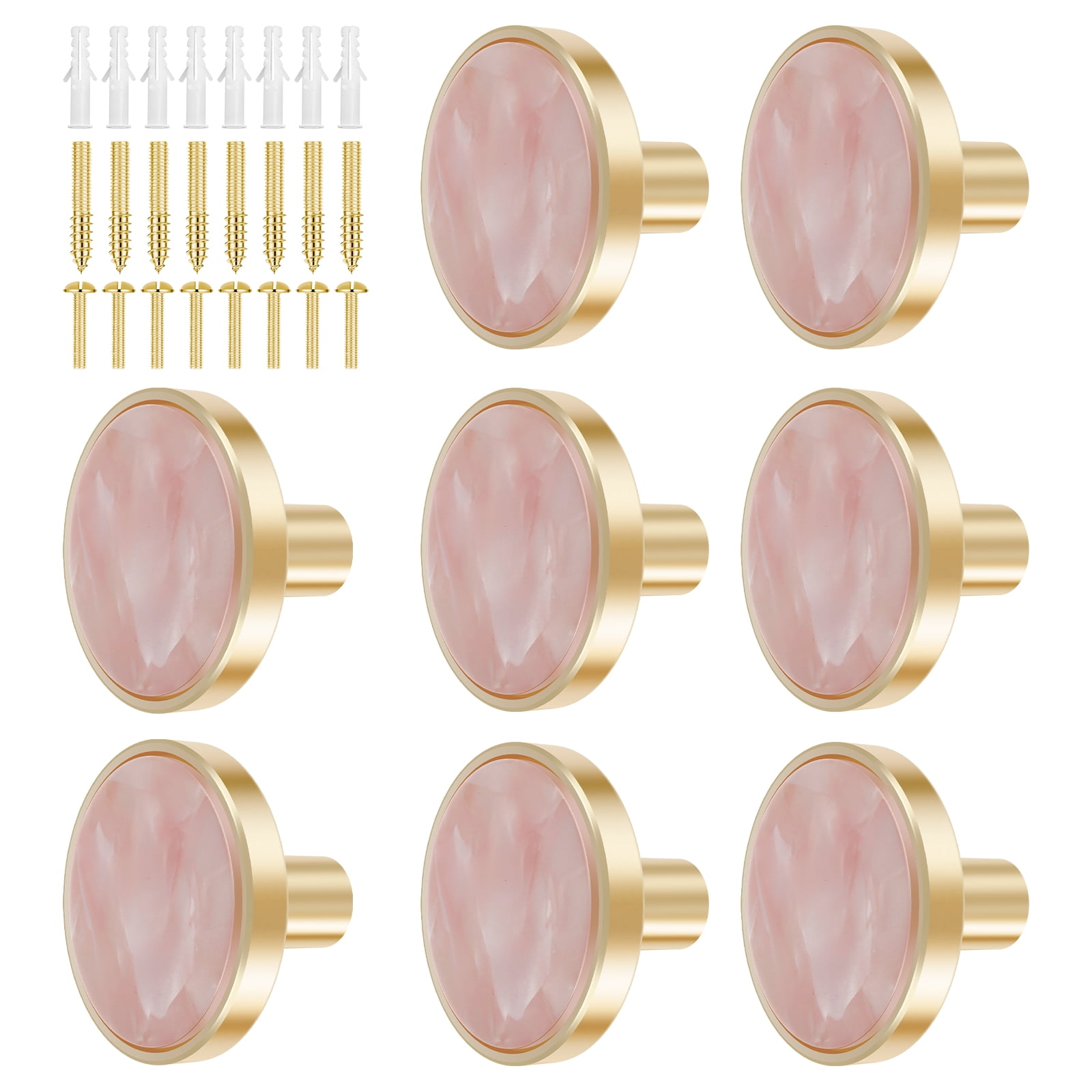 FUYGRCJ 8Pcs Drawer Knob Set Zinc Alloy Dresser Knob with Screws Gold ...