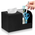 thumbnail image 1 of FUYGRCJ Square Tissue Box Cover Holder with 2 Compartments Storage Organizer, PU Leather Tissue Box Holder with Remote Control Holder for Livingroom Nightstand, Multifunctional Cube Tissue Holder, 1 of 11