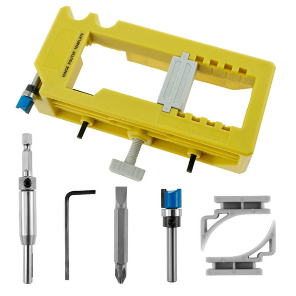 FUYGRCJ Door Hinge Mortise Jig Kits, Sturdy Door Hinge Router Template Cabinet Door Hinge Installation Set, Door Hinge Mounting Jig, Door Hinge Mortiser