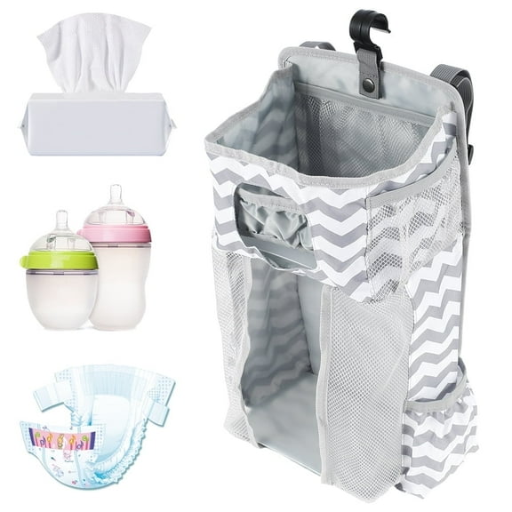 FUYGRCJ Hanging Baby Diaper Caddy Organizer Paper Pocket Stacker Crib Storage Bag Changing Table Crib Wall Nursery Organization