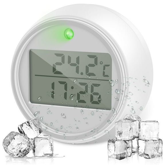 FUYGRCJ Ice Bath Thermometer with Timer IP66 Waterproof Water Thermometer with Clear Display Flashing Light 1.7x1.1inch Cold Plunge Thermometer Timer Digital Floating Thermometer