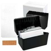 FUYGRCJ Index Card Holder,3x5inch Heavy-Duty Index Card Recipe Box with 30 Dividers,200 Ruled Index Cards (A to E)