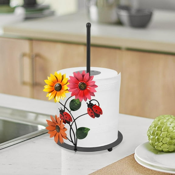 FUYGRCJ Lifelike Sunflower Paper Towel Holder Set, Solid Yellow Counter Top Paper Towel Holder, Sunflower Napkin Organizer Kit for Kitchens