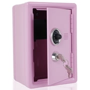 FUYGRCJ Mini Size Security Safe Box, Small Safe for Home, Metal Lock Safe Box, Mini Money Box, Mini Case with Lock for Home Money Cash Jewelry, 7.09x4.72x3.94, Pink