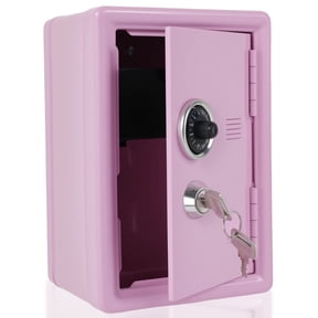 FUYGRCJ Mini Size Security Safe Box, Small Safe for Home, Metal Lock Safe Box, Mini Money Box, Mini Case with Lock for Home Money Cash Jewelry, 7.09"x4.72"x3.94", Pink