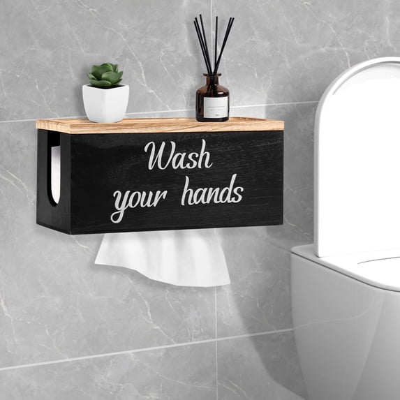 FUYGRCJ Paper Towel Dispenser Wall Mount, Paper Towel Holder Wall Mounted with Lid, Hand Paper Towel Holder Dispenser, Solid Wood C-Fold, Z-Fold, Trifold Hand Towel Holder, for Bathroom Kitchen