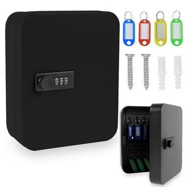FUYGRCJ Password Key Lock Box Wall Mounted 3-Digit Combination Key Safe Cabinet Resettable Code Key Organizer with 20 Key Hooks and 20 Colorful Tag Key Storage Box for Home Office