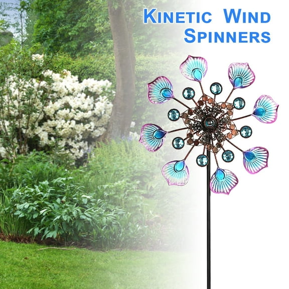 FUYGRCJ Peacock Wind Spinner Kinetic Outdoor Metal Wind Spinners 35" Retro 360 Degree Swivel Windmills with Garden Stake for Yard Lawn Garden Decoration